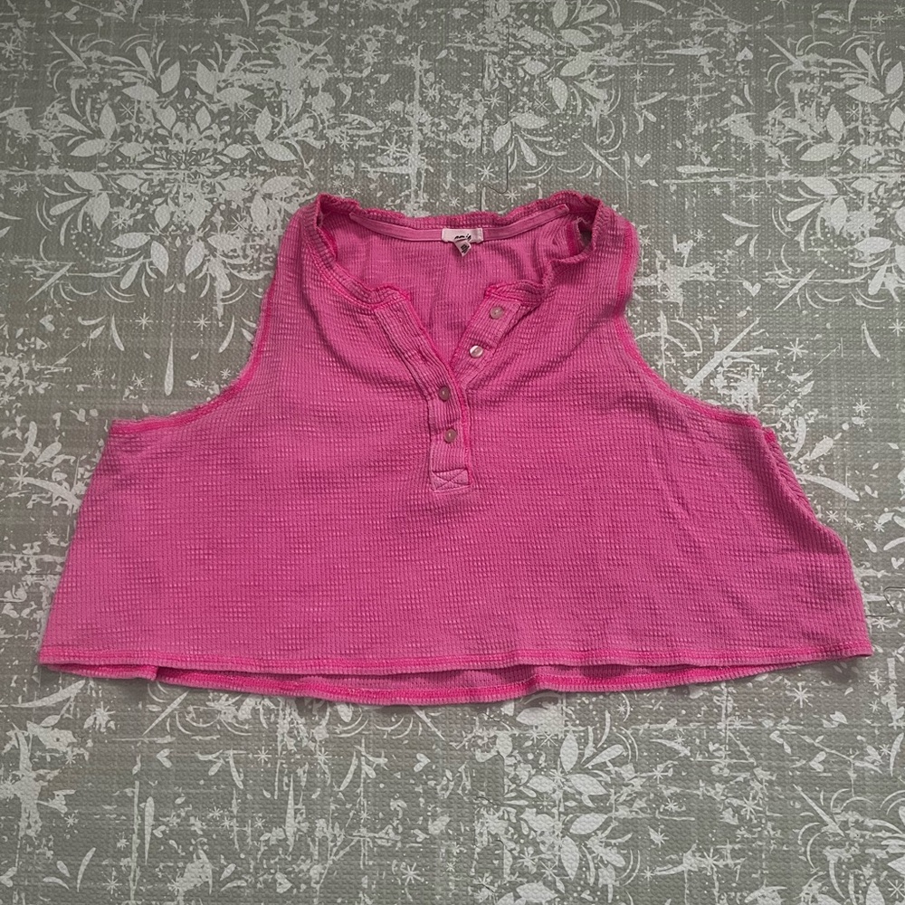 aerie Pink Ribbed Cropped Tank